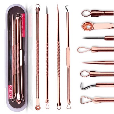 Blackhead Remover Pimple Comedone Extractor Tool Best Acne Removal Kit  Treatment for Blemish Whitehead Popping Zit Removing for Risk Free Nose Face Skin with CaseRose 4 Piece Set