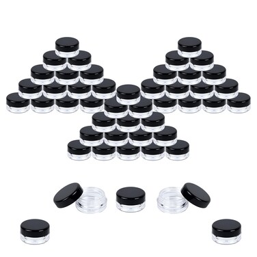 Houseables Sample Containers Sample Jars Lip Balm Containers 3 Gram 50 PK Cosmetic Containers Makeup Containers Small Powder Container Small Cosmetic Jars Tiny Containers with Lids BPA Free