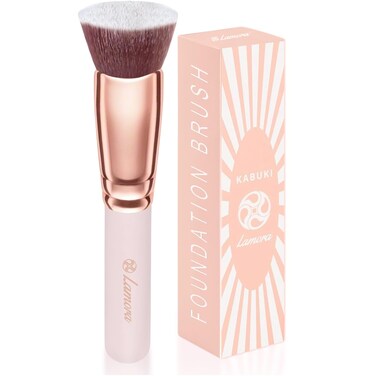 LamoraFoundation Brush for Liquid Makeup  Kabuki Face Brush for Cream Powder Blush and Concealer  Flat Top Blending Buffing Stippling Brush
