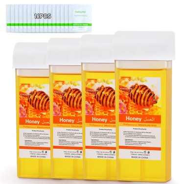 Roll On Wax Honey Hair Removal Wax Cartridge Depilatory Wax Roller Refill 4 Pack  100 Natural Material Dermatologically Tested Easy  Safe to Use For Body Waxing Leg and Arms