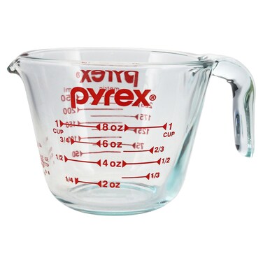 Pyrex Prepware 1Cup Measuring Cup Clear with Red Measurements
