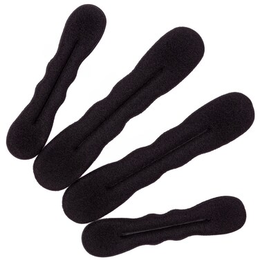 Beaute Galleria Magic 4 Pieces Black Foam Sponge Twist Shapers Hair Bun Maker Hair Donuts for Ballet Buns 2 Small Large