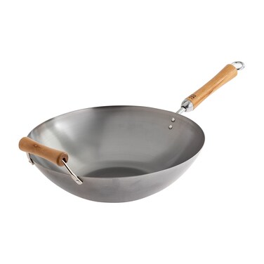 JOYCE CHEN Classic Series 14Inch Carbon Steel Wok with Birch Handles