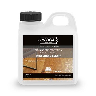 WOCA Natural Soap Natural 1L  Concentrated Wood Cleaner for oil finished hardwood floors tables millwork cutting boards countertops and butcher block
