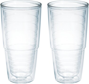 Tervis Clear  Colorful Tabletop Made in USA Double Walled Insulated Tumbler Travel Cup Keeps Drinks Cold  Hot 24oz  2pk Clear