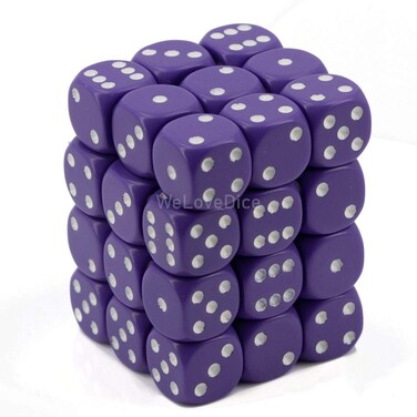 DND Dice SetChessex DD Dice12mm Opaque Purple and White Plastic Polyhedral Dice SetDungeons and Dragons Dice Includes 36 Dice  D6 CHX25807
