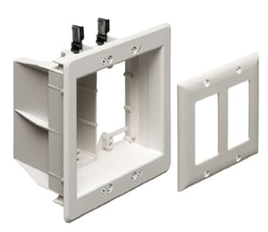 Arlington TVBU5051 Recessed TV Box Wall Plate Kit Paintable 2Gang White