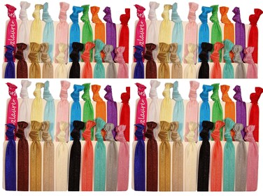 Hair Ties Ponytail Holders  50 Pack Solid Assortment No Crease Ouchless Stretchy Elastic Styling Accessories Pony Tail Holder Ribbon Bands  By Kenz Laurenz