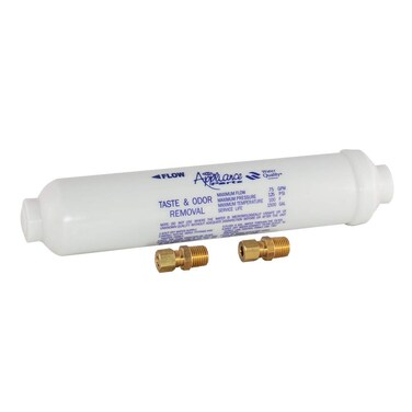 EZFlo 10 Inch Line Water Filter Brass 14 Inch MIP x 716 Inch Compression Adapters 1500 Gallon Capacity 60461N