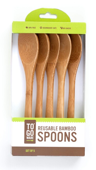 TO GO WARE Bamboo Reusable Spoons  No BPA or Phthalates  DishwasherSafe  Nonstick Surface Safe  Made from Durable Sustainable Materials  EcoConscious Utensils  Pack of 5