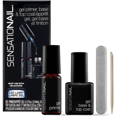 Sensationail Gel Base and Top Coat Nail Polish Kit  For a LongLasting Salon Grade Manicure  4 Piece Set Includes Gel Primer Base  Top Coat and Essentials  Lasts Up to 2 Weeks