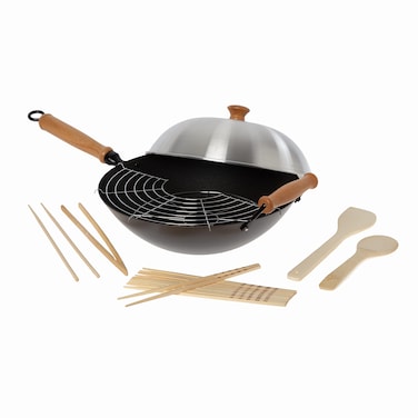 Joyce Chen 229938 Pro Chef 14 Inch 10 Piece Excalibur NonStick Wok Set