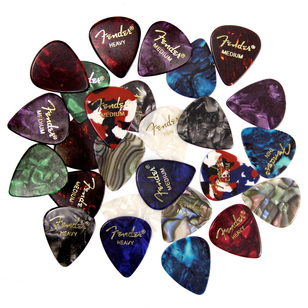 فيندر Fender Picks Sampler 24 Pack thin medium heavy gauges