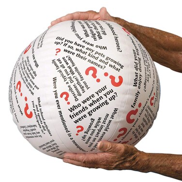 SS Worldwide Toss n TalkAbout Family History Ball Beach Ball Style Ball 24 Flat Diameter Printed with Instructions or Questions to Encourage Social Interaction Reminiscing About Families