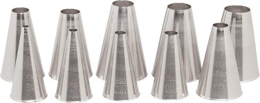 Ateco 810  10 Piece Plain Tube Set Stainless Steel Pastry Tips Sizes 0  9