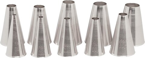 Ateco 810  10 Piece Plain Tube Set Stainless Steel Pastry Tips Sizes 0  9