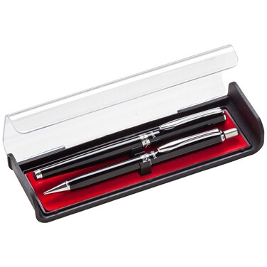 Pentel Libretto Roller Gel Pen and Pencil Set with Gift Box Pen 07mm and Pencil 05mm Black Barrels K6A8AA