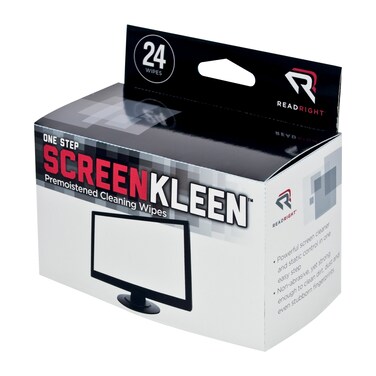 Read Right OneStep Screen Cleaner Wet Wipes 24 Wipes per Box RR1209