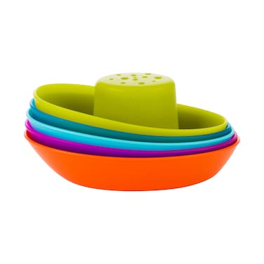 Boon Fleet Toy Boat Baby Bath Toys  Stacking Boat Toy Set for Bath Time Fun  Toddler and Baby Stacking Bathtub Toys With Drain Holes  5 Count  Ages 10 Months and Up