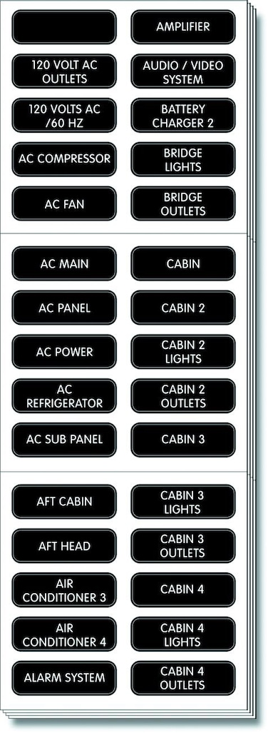 Blue Sea Systems 8067 AC Panel Extended 120 Label Set