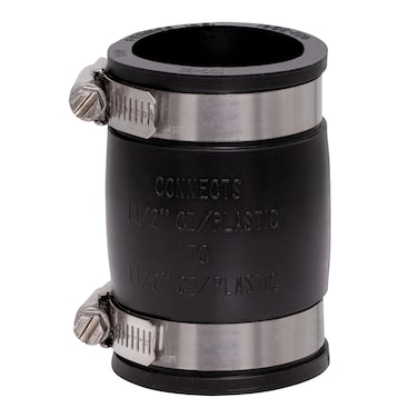 Fernco 1056150 Flexible Pipe Coupling 112 CIPlasticSteel to 112 CIPlasticSteel