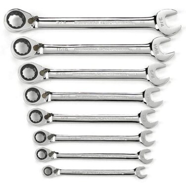GEARWRENCH 8 Piece 72Tooth 12 Point Reversible Ratcheting Combination SAE Wrench Set  9533N