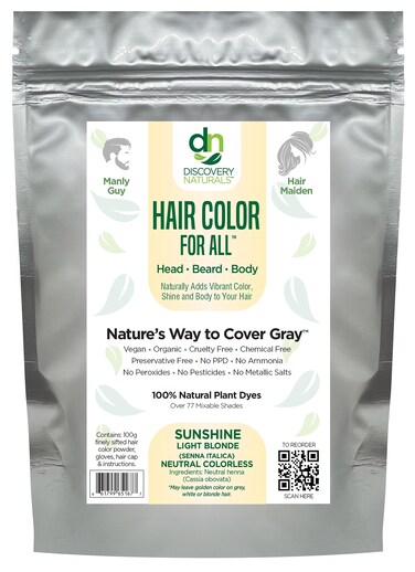 Blonde Henna Hair Color For All Kit  100 All Natural Hair Dye  Beard Dye Powder Sunshine Light Blonde Organic Herbal  Vegan Chemical  Cruelty Free Permanent Gray Coverage  Tinting