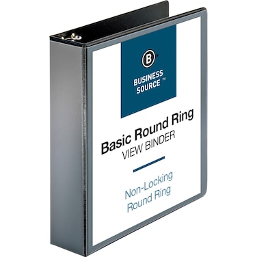 Business Source 09956 View Binder w 2 Inside Pockets 2Inch Capacity Black