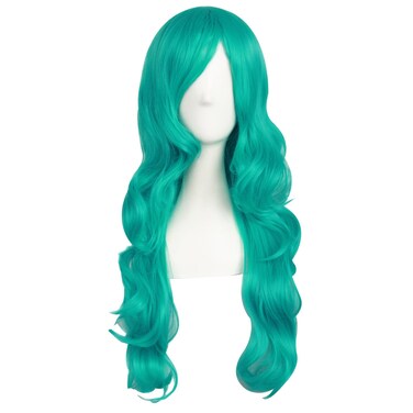 MapofBeauty 24 Inch60cm Charming Synthetic Fiber Long Wavy Hair Wig Womens Party Full Wig Dark Teal Green