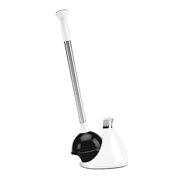 simplehuman Toilet Plunger and Caddy Stainless Steel White