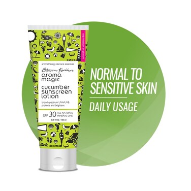 Aroma Magic Cucumber Sunscreen Lotion with SPF 30  NonNano Zinc Oxide Mineral Sunblock  Broad Spectrum UVAUVB Sun Protection  Soothes  Cools Sensitive Skin  338 Fl Oz100ml