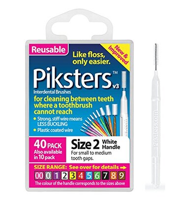 Piksters Interdental Brushes 40 Pack Size 2 White