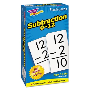 Trend Enterprises Subtraction 012 Skill Drill Flash Cards Great for Skill Building and Test Prep SelfChecking Design 91 Cards Included for Ages 6 and Up