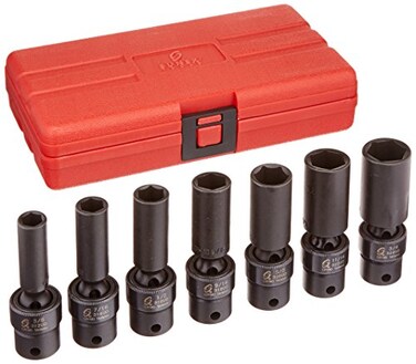 SUNEX TOOLS 3656 38 Drive Fractional 6 Point Deep Universal Impact Socket Set  7 Pc
