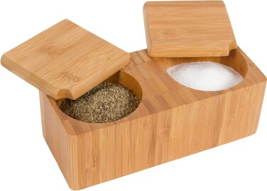 KitchInspirations Bamboo Salt and Pepper Box 1 Count Pack of 1 Tan