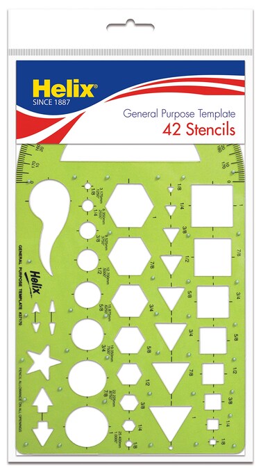 Helix  General Purpose Drawing Template  41 Shapes  Durable  55 Inch x 95 Inch  Ink Risers