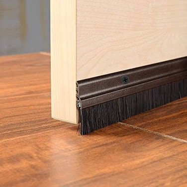 Deco Home Door Seal 15 Width X 365 Length Gate Bottom Sealing Strip Draft Stopper with Aluminium Plate  Nylon Bristles for Weather Stripping Air  Sound Blocking Dark Brown