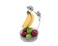 Arthur Court Designs Aluminum Monkey Banana Holder Counter Top Stand with Glass Fruit Bowl 95 inch Diameter x 17 inch Tall