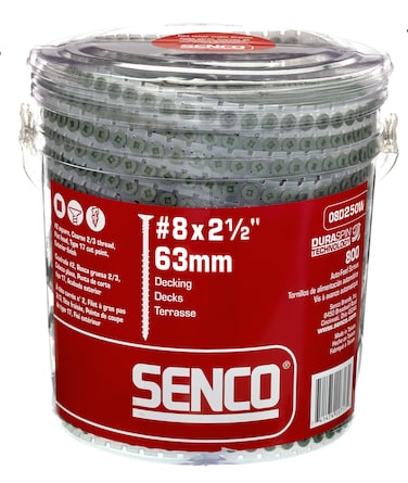 Senco Duraspin Screw Number 8 by 212Inch All Purpose Exterior Wood Collated Screw 800 per Box 08D250W