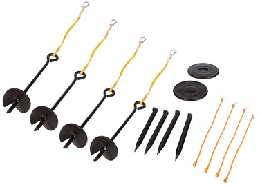 Park  Sun Sports Outdoor Volleyball BeachSand Adaptor Kit with Ground Stakes Auger Anchor Set Blue