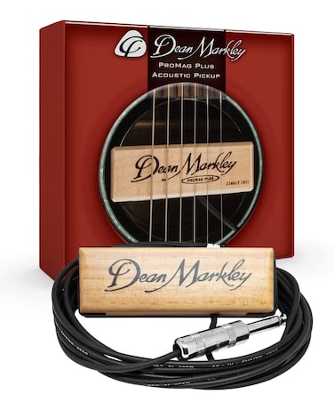 Dean Markley Pro Mag Plus Acoustic Guitar Single Coil Pickup Smooth Maple Wood Design Active Soundhole Pickup Ebony Finish Perfect String Balance and 15 Ft Low Noise for SteelString Guitars