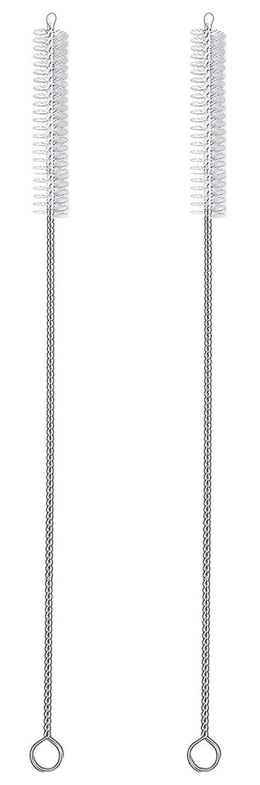 2 Drinking Straw Cleaning Brush LONG  Bristle Cleaner for Stainless Steel Drink Straws Heavy Duty Brushes For Washing Glass Silicone Metal Straws Tea Pot Spout Mini Micro Bottle