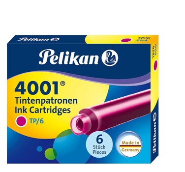 Pelikan 4001 TP6 Ink Cartridges for Fountain Pens Pink 08ml 6 Pack 321075