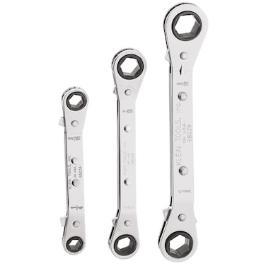 Klein Tools 68244 Fully Reversible Ratcheting Offset Box Wrench Set 3Piece Made in USA