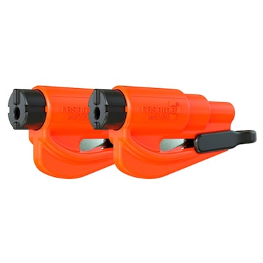 Resqme Pack of 2 The Original Emergency Keychain Car Escape Tool 2in1 Seatbelt Cutter and Window Breaker Made in USA Orange