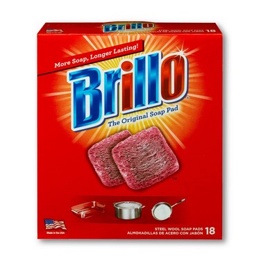 Brillo Steel Wool Soap Pads Long Lasting Original Scent Cleaning 18 Count Original 18 Count Pack of 1