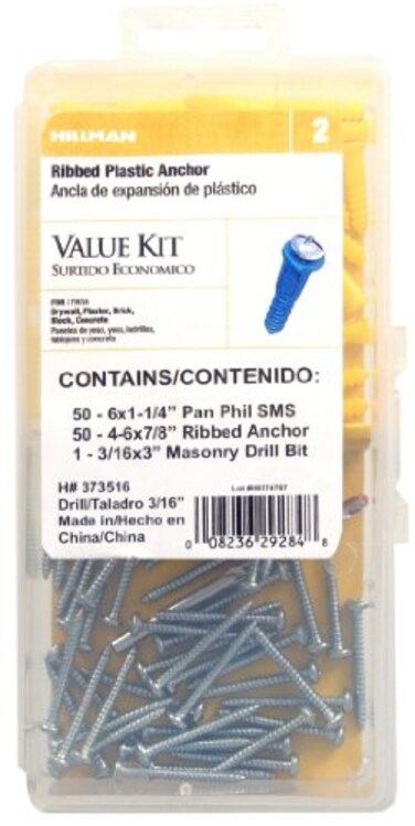 The Hillman Group 373516 Plastic Anchor Kit 1 Count Pack of 1 No Color