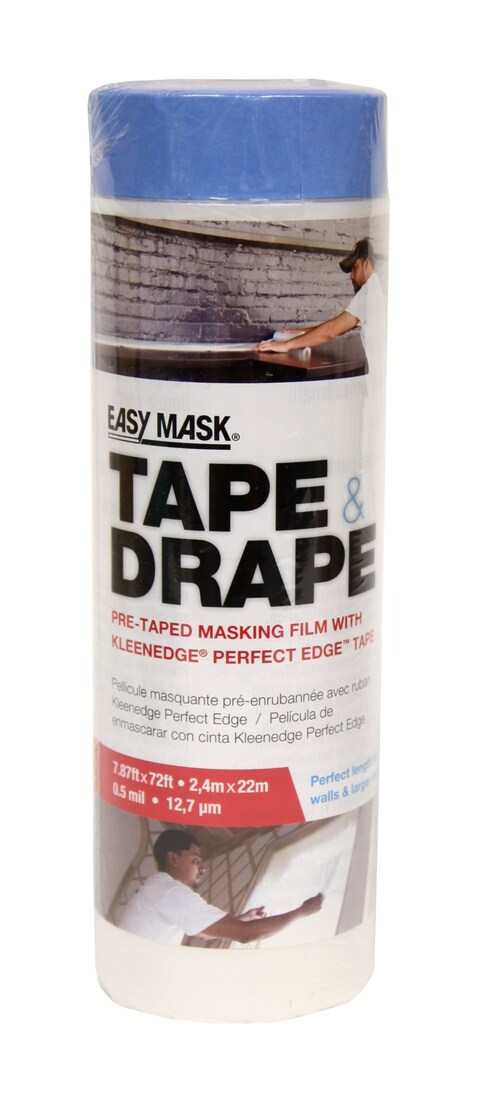 Trimaco 396490 Easy Mask Tape  Drape PreTape Masking Film with 14 day Blue PerfectEdge Tape 24m x 22m
