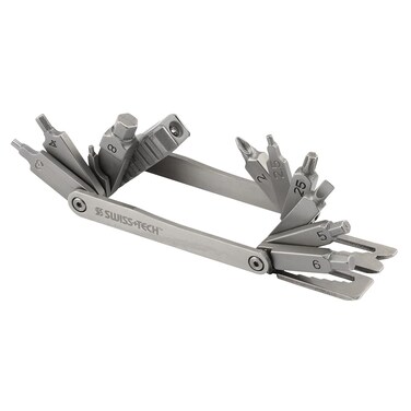 SWISSTECH ST41150 Folding MultiTool with Screwdrivers and Wrenches Stainless Steel Single Pack