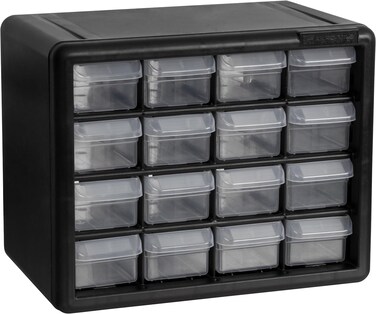 AkroMils 10116 16Drawer Plastic Drawer Storage Cabinet for Garage Organization Bead Organizer Lego Storage Teacher Toolbox Makeup Organizer 1012Inch W x 612Inch D x 812Inch H Black